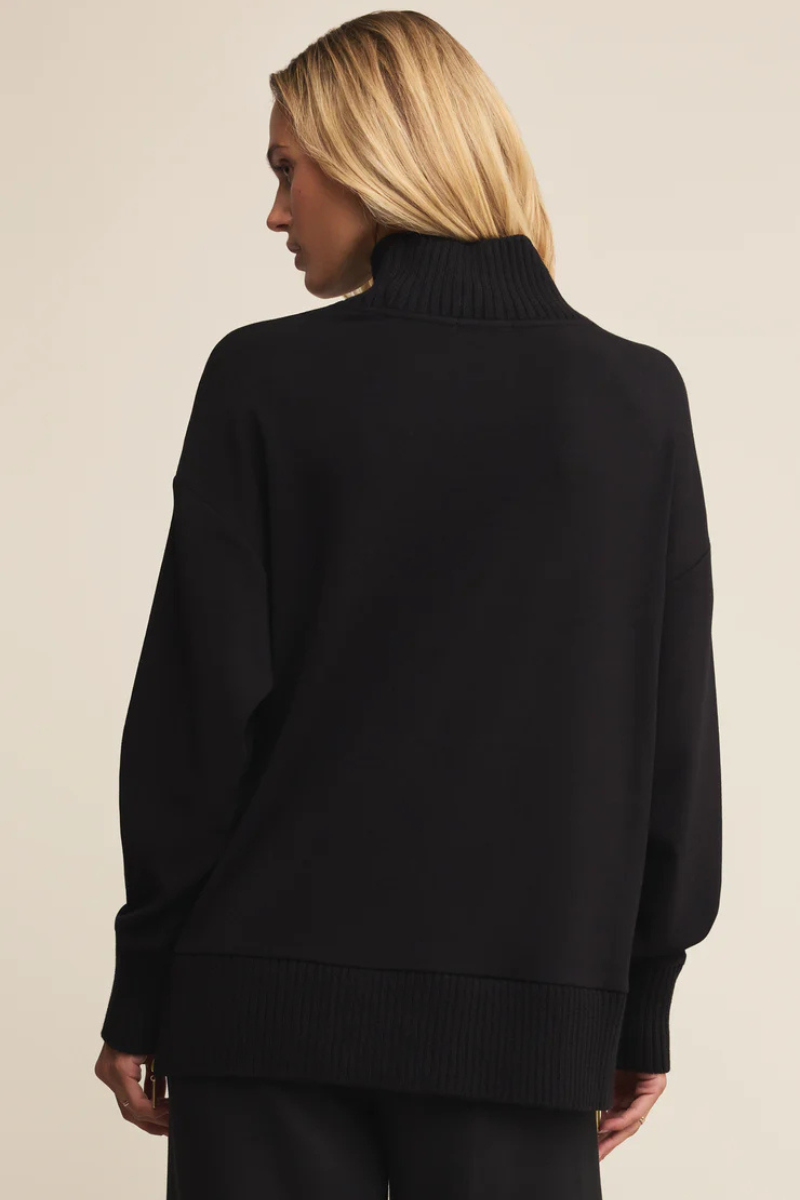 SABLE LUXE MOCK NECK TOP-BK