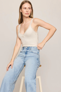 EVE LACE TRIM TANK IN SANDSTONE