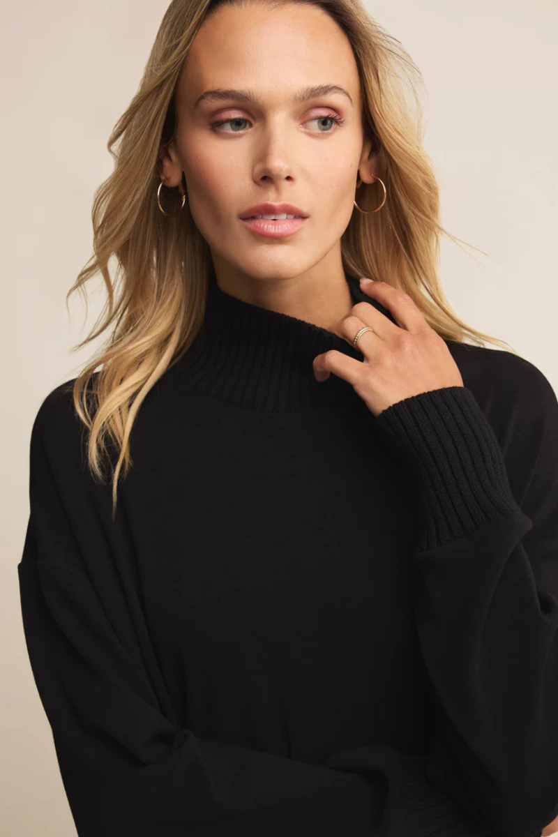 SABLE LUXE MOCK NECK TOP-BK