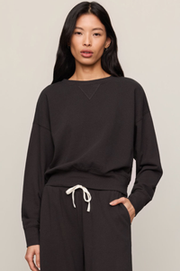 CLUBHOUSE COTTON SWEATSHIRT IN ASH BLACK