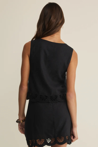 CHARLENE EMBROIDERED LINEN TOP