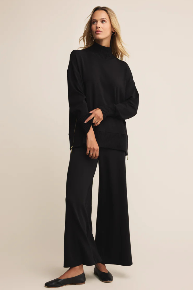 SABLE LUXE MOCK NECK TOP-BK