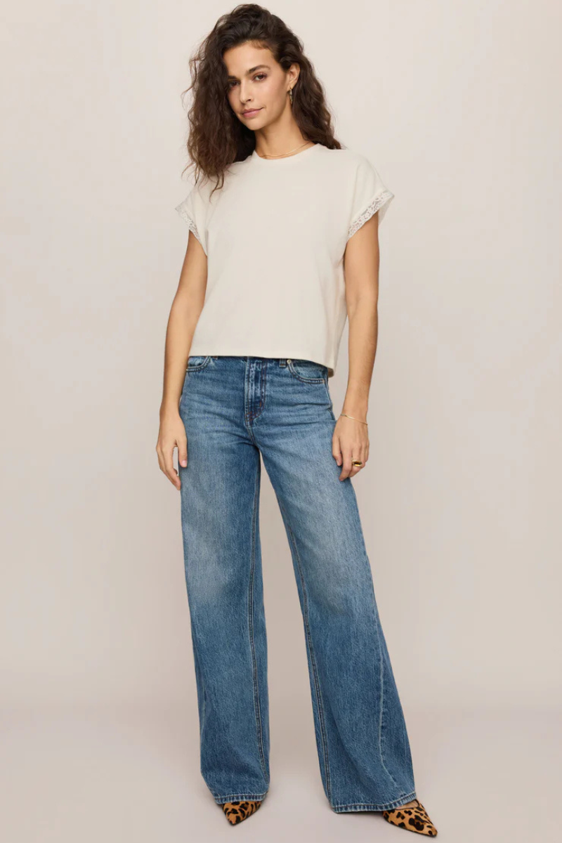 MARIKA LACE TRIM MUSCLE TEE IN CLOUD