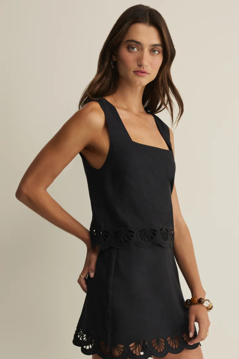 CHARLENE EMBROIDERED LINEN TOP