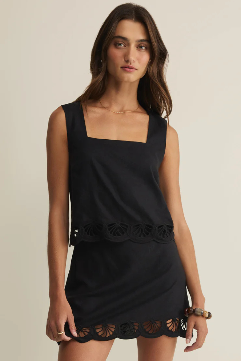 CHARLENE EMBROIDERED LINEN TOP