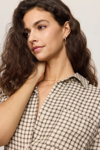 RIVER PLAID BUTTON UP IN DARK CHOCOLATE