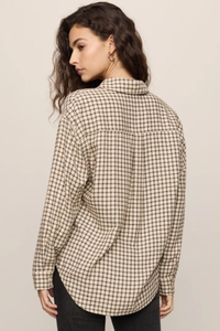 RIVER PLAID BUTTON UP IN DARK CHOCOLATE