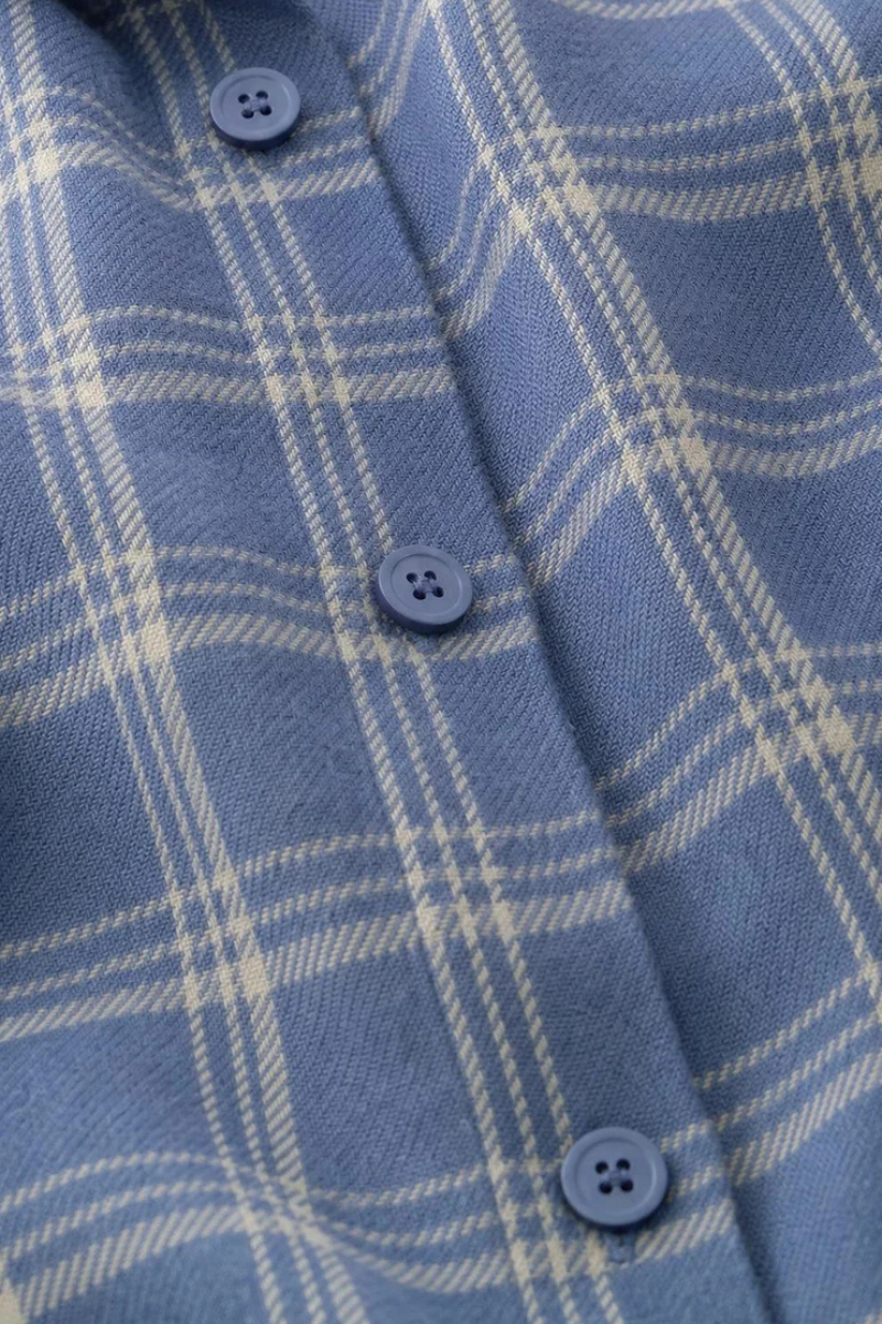 RIVER PLAID BUTTON UP IN MYSTIC BLUE