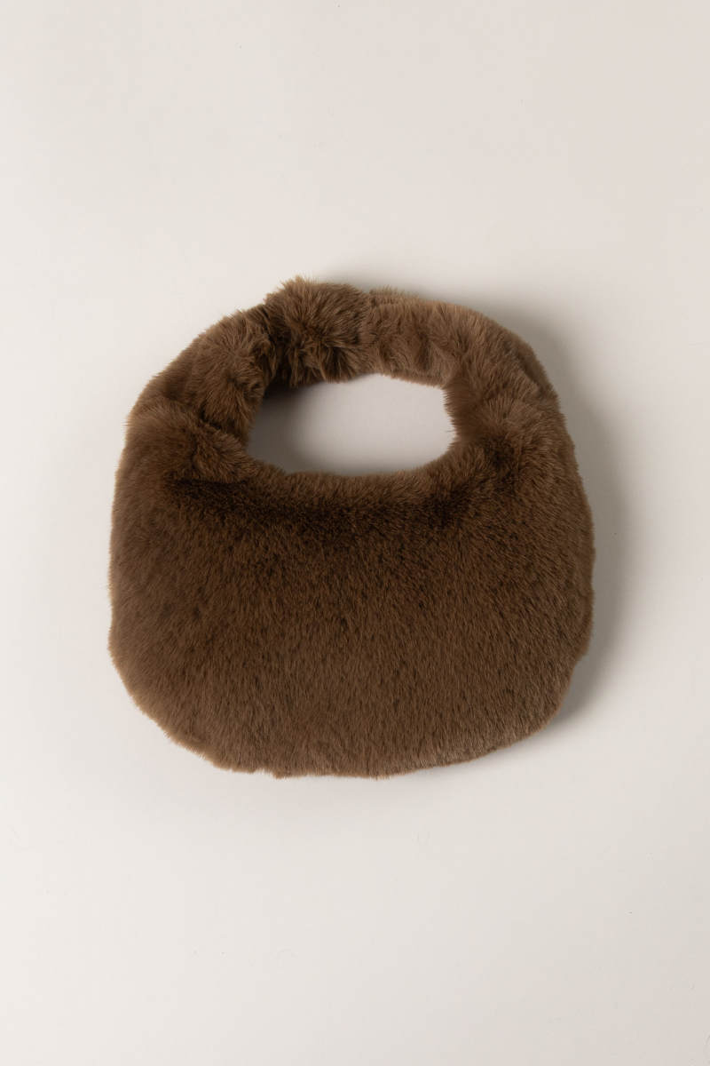FAUX FUR PERFECT PURSE IN CAMEL