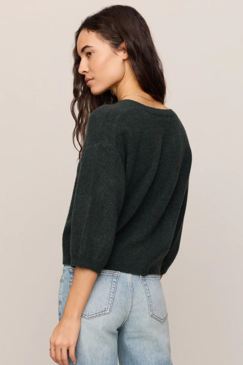 VALOR SHORT SLEEVE CARDIGAN IN EMERALD COVE
