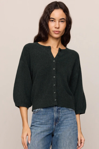 VALOR SHORT SLEEVE CARDIGAN IN EMERALD COVE