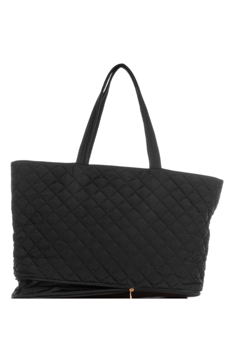 QUILTED EXPANDABLE TOTE-BK