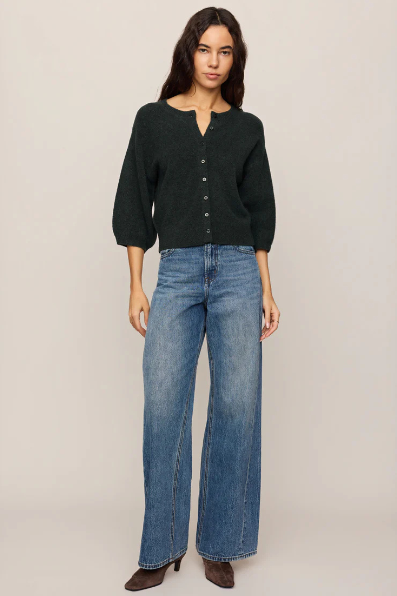VALOR SHORT SLEEVE CARDIGAN IN EMERALD COVE