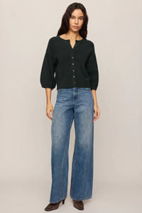 VALOR SHORT SLEEVE CARDIGAN IN EMERALD COVE
