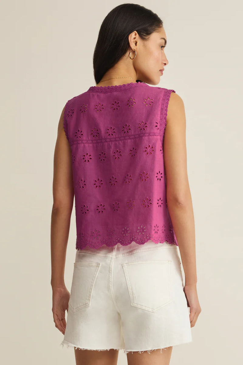 DARCY EYELET TANK IN BERRY BLUSH