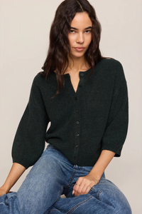 VALOR SHORT SLEEVE CARDIGAN IN EMERALD COVE