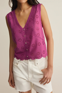DARCY EYELET TANK IN BERRY BLUSH