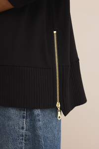 SABLE LUXE MOCK NECK TOP-BK