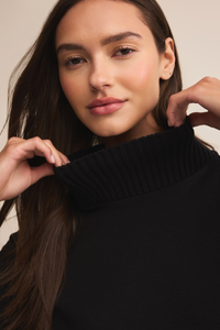 SABLE LUXE MOCK NECK TOP-BK