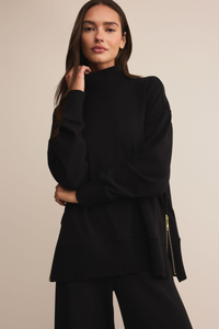 SABLE LUXE MOCK NECK TOP-BK