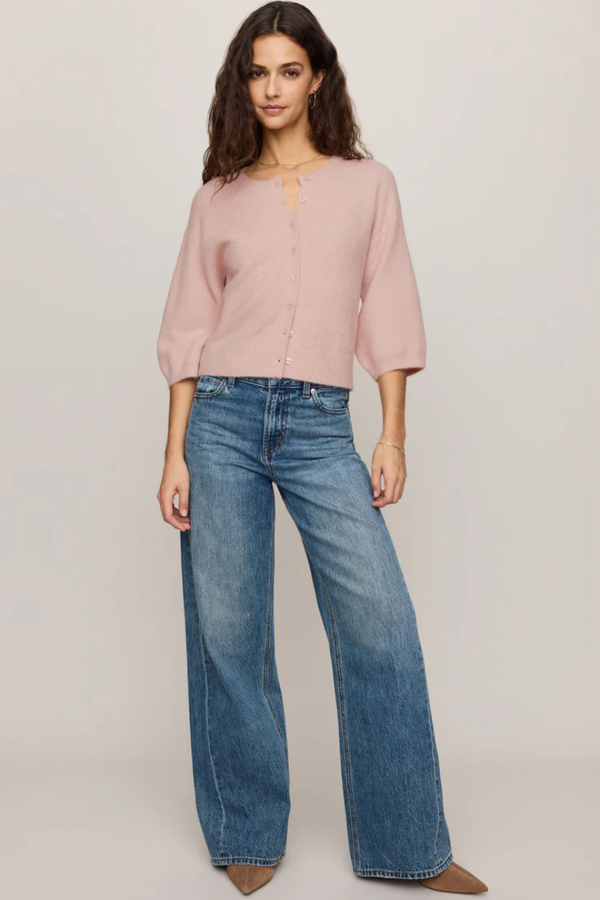VALOR SHORT SLEEVE CARDIGAN IN SOFT BLUSH