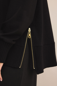 SABLE LUXE MOCK NECK TOP-BK