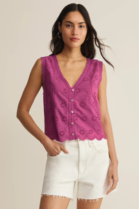 DARCY EYELET TANK IN BERRY BLUSH