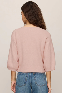 VALOR SHORT SLEEVE CARDIGAN IN SOFT BLUSH