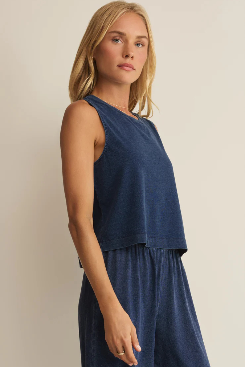 SLOANE JERSEY DENIM MUSCLE TANK-IN