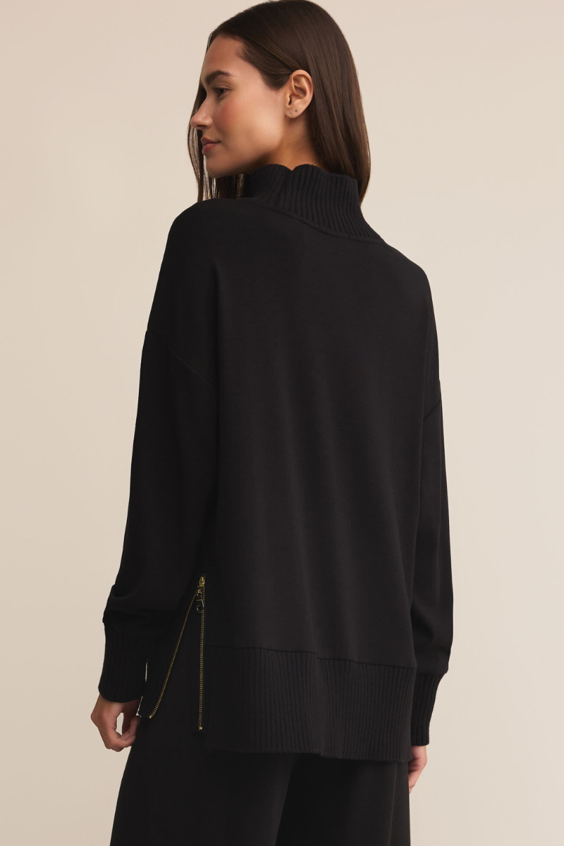 SABLE LUXE MOCK NECK TOP-BK