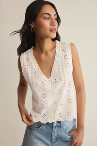 DARCY EYELET TANK IN WHITE