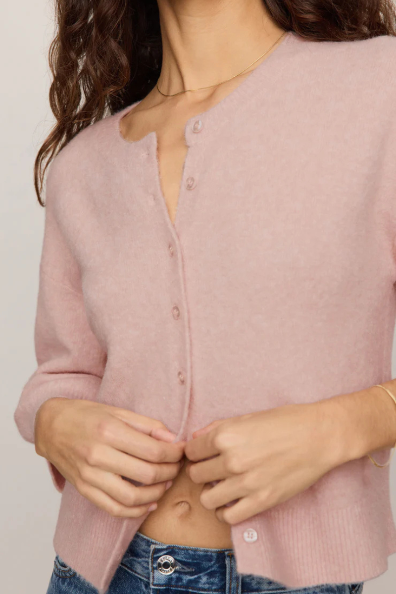 VALOR SHORT SLEEVE CARDIGAN IN SOFT BLUSH
