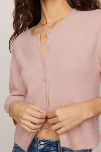 VALOR SHORT SLEEVE CARDIGAN IN SOFT BLUSH