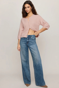 VALOR SHORT SLEEVE CARDIGAN IN SOFT BLUSH