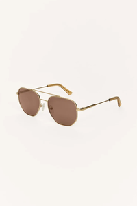 HIGHWAY POLARIZED SUNGLASSES IN SATIN GOLD BROWN