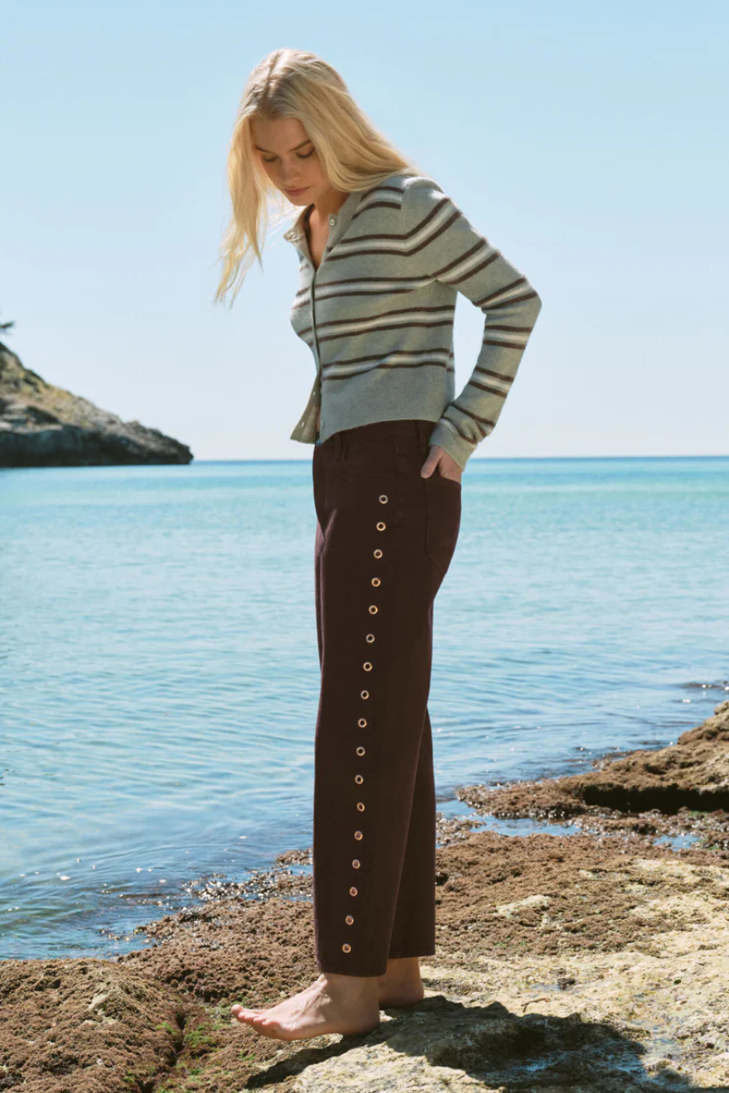 MEDINA COZY STRIPE CARDIGAN IN AQUA CLOUD