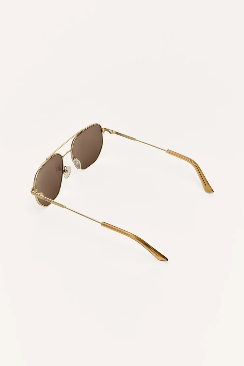 HIGHWAY POLARIZED SUNGLASSES IN SATIN GOLD BROWN