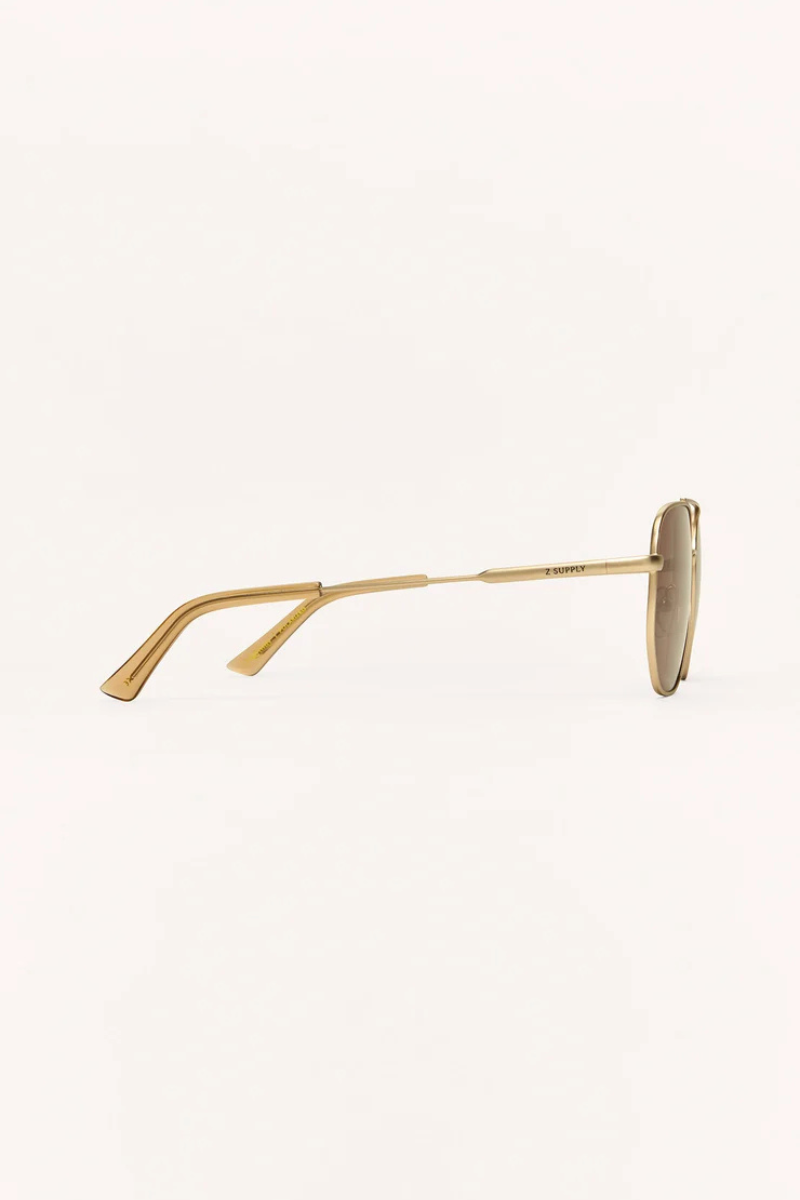 HIGHWAY POLARIZED SUNGLASSES IN SATIN GOLD BROWN