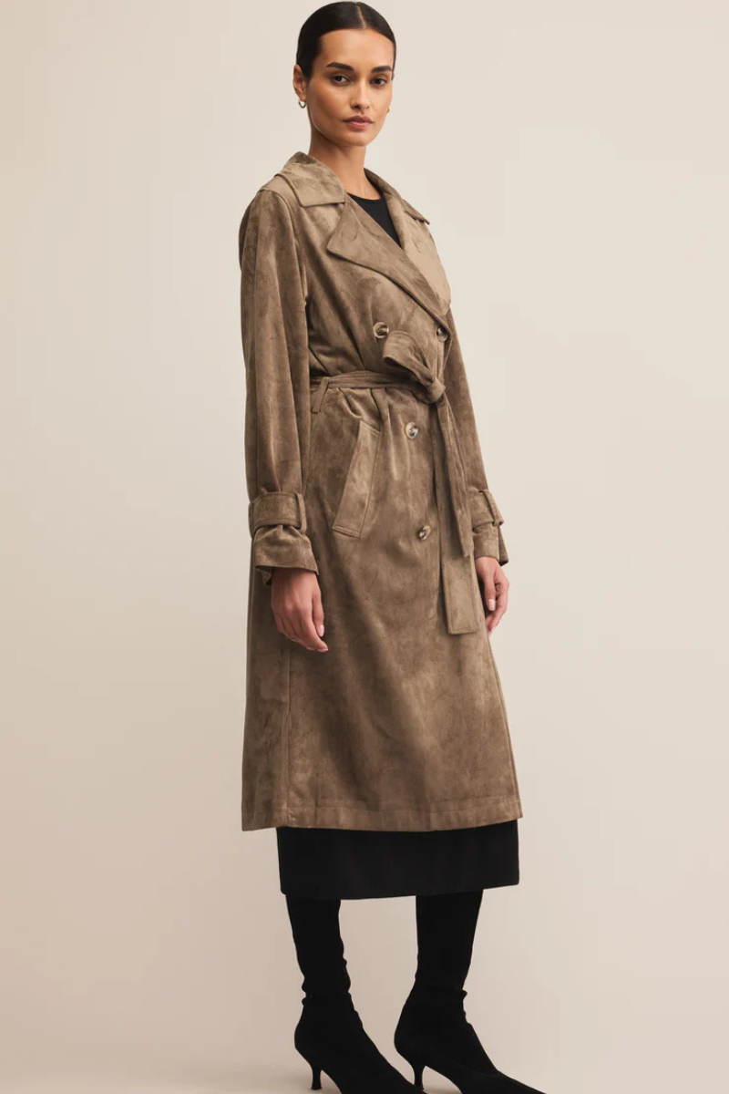 DORIAN VEGAN SUEDE TRENCH COAT
