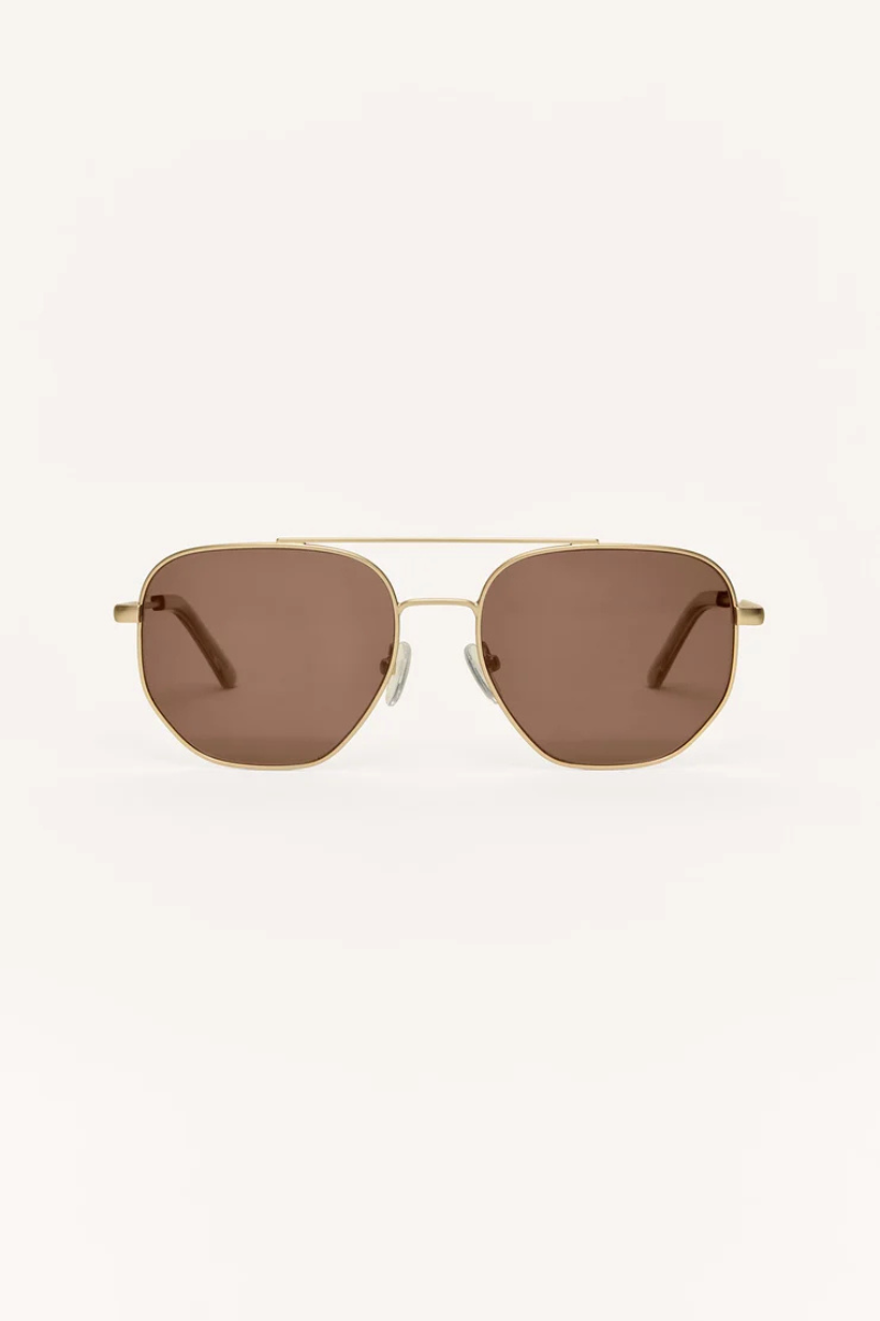 HIGHWAY POLARIZED SUNGLASSES IN SATIN GOLD BROWN