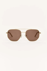 HIGHWAY POLARIZED SUNGLASSES IN SATIN GOLD BROWN