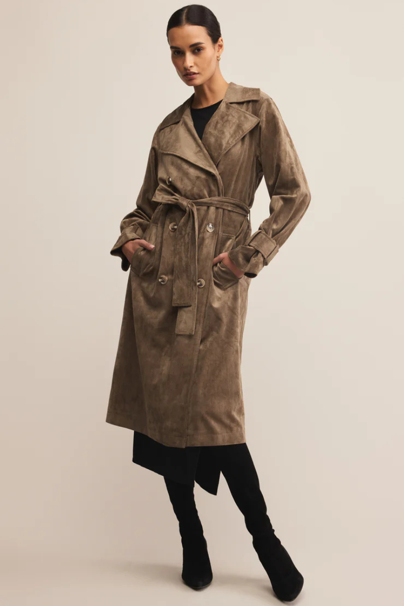 DORIAN VEGAN SUEDE TRENCH COAT