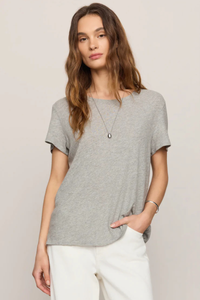 FOUNDATIONS COTTON SLUB TEE IN CLASSIC HEATHER GREY