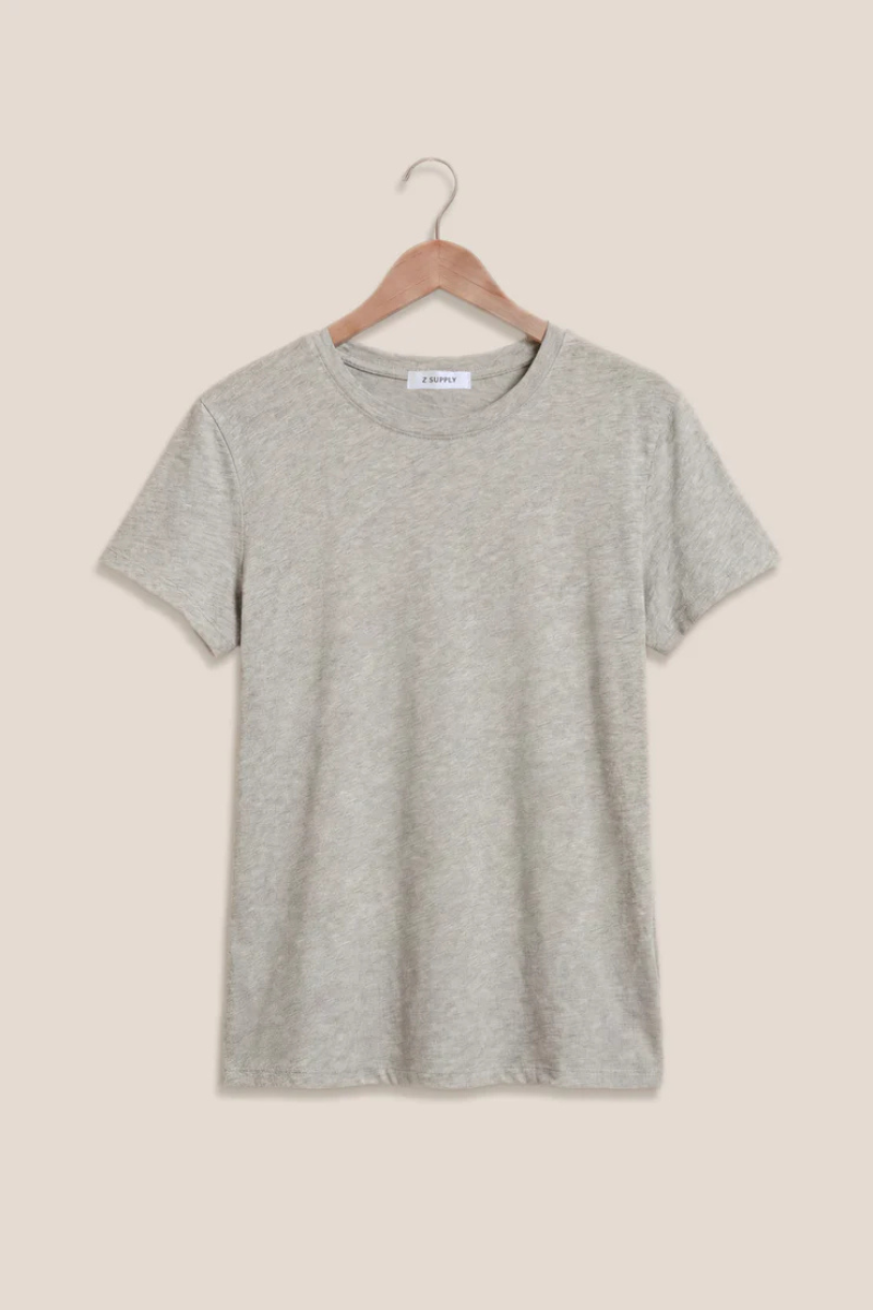 FOUNDATIONS COTTON SLUB TEE IN CLASSIC HEATHER GREY