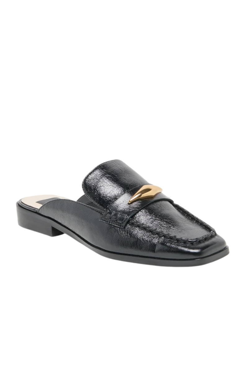 BOWEY LEATHER LOAFER MULE IN BLACK