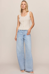 LAINEY POINTELLE BUTTON FRONT TANK IN CLOUD