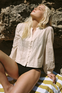 LOUELLA EMBROIDERED BUTTON UP TOP