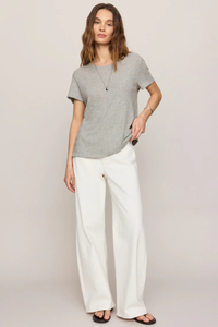 FOUNDATIONS COTTON SLUB TEE IN CLASSIC HEATHER GREY