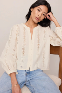 LOUELLA EMBROIDERED BUTTON UP TOP