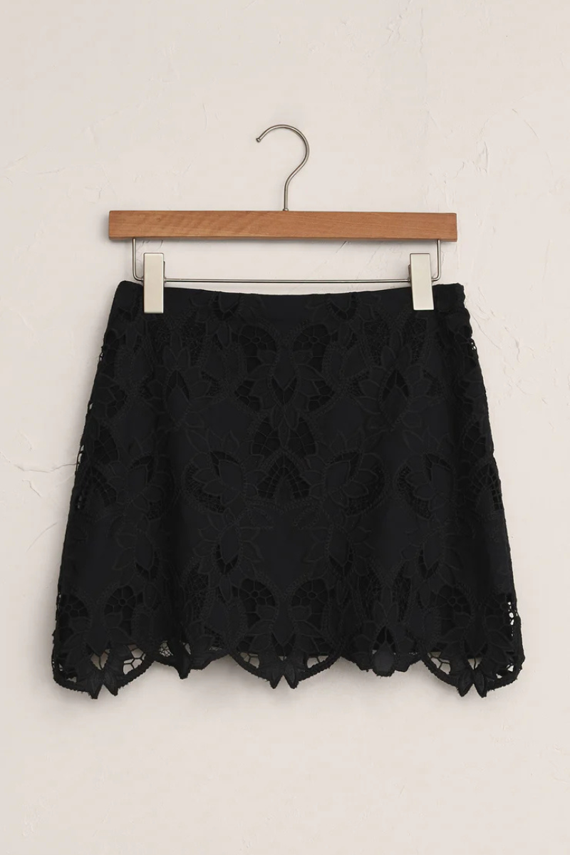 SIREN EMBROIDERED LACE MINI SKIRT